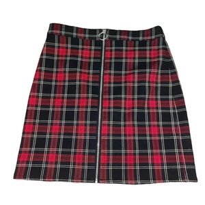 Garage plaid zip up skirt